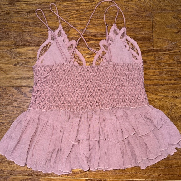 Free people adella mauve lace ruffle boho summer cami crop top - Picture 5 of 6